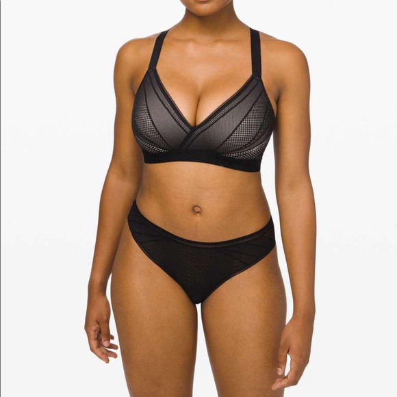 lululemon athletica Other - New LULULEMON Awake to Lace Bra Black Nude Molded Wirefree Wire Free 34E